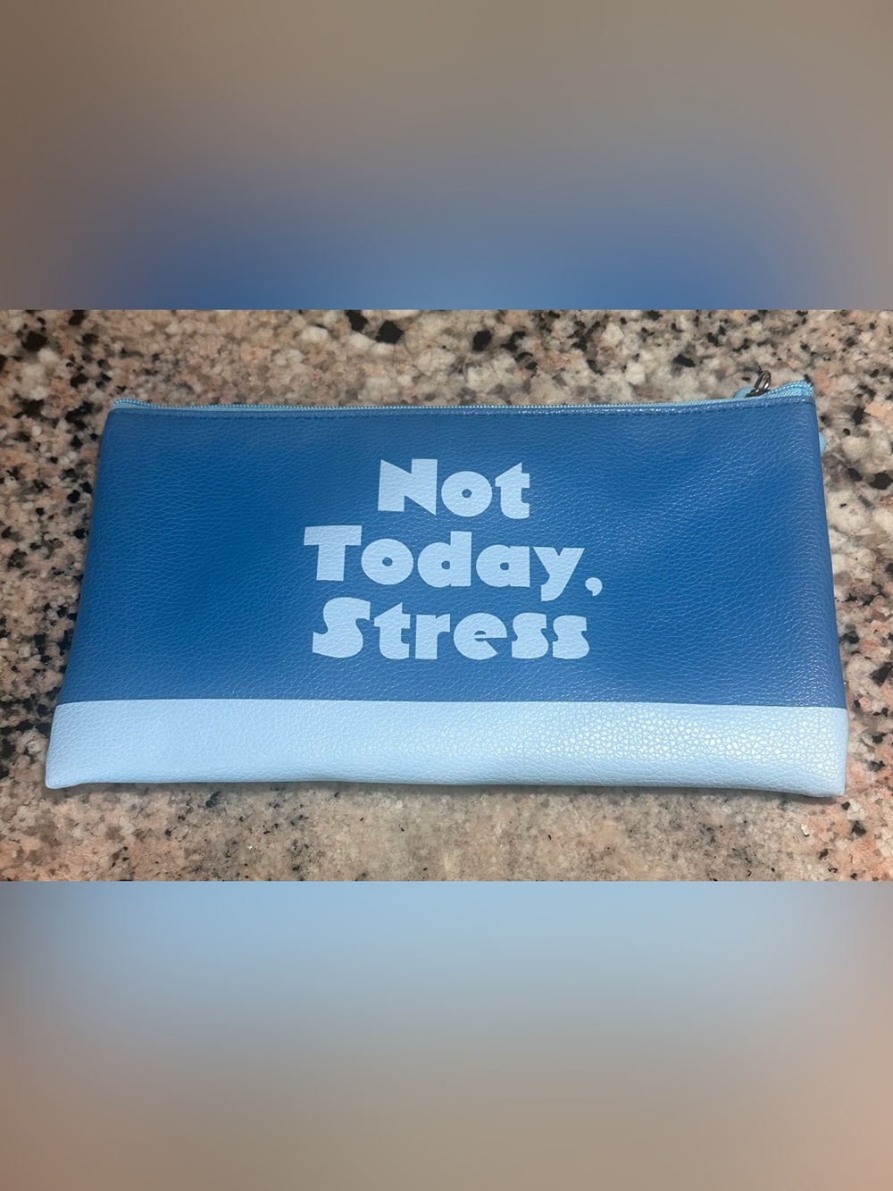 Blue 'Not Today, Stress' Zipper Pouch